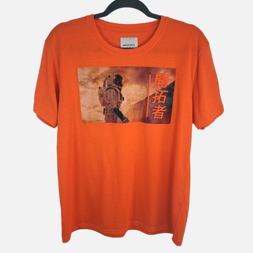 Bushwick Supply New York Orange Astronaut Short Sleeved Graphic Tee Shir…